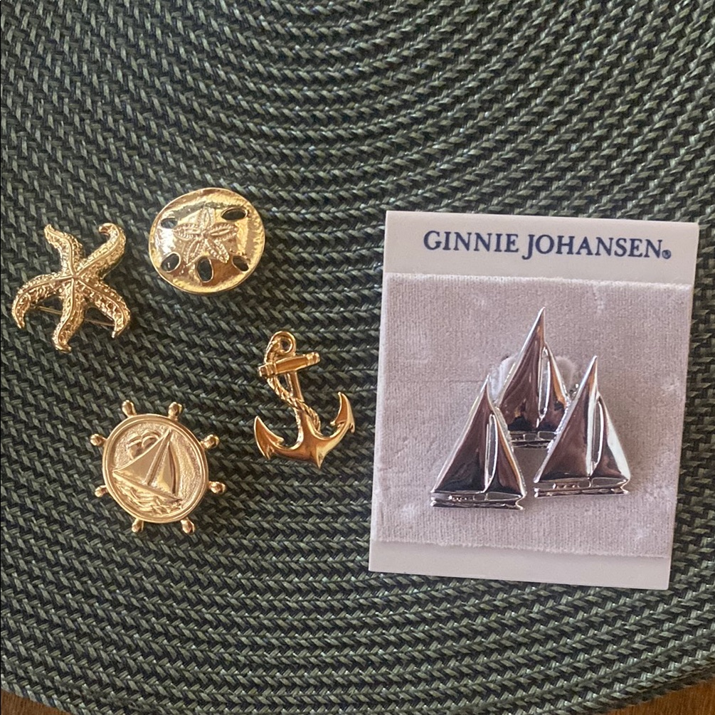 Vintage 80s Ginnie Johansen Nautical Pin Brooch Bundle